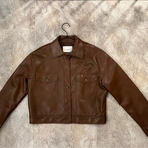 Brown Faux Leather Jacket